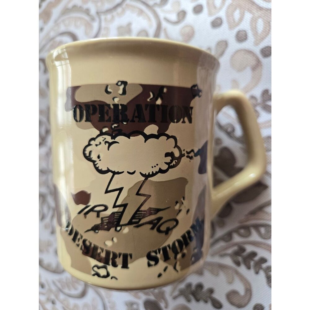 Vintage Operation Desert Storm Camouflage Ceramic Mug - Tan & Brown